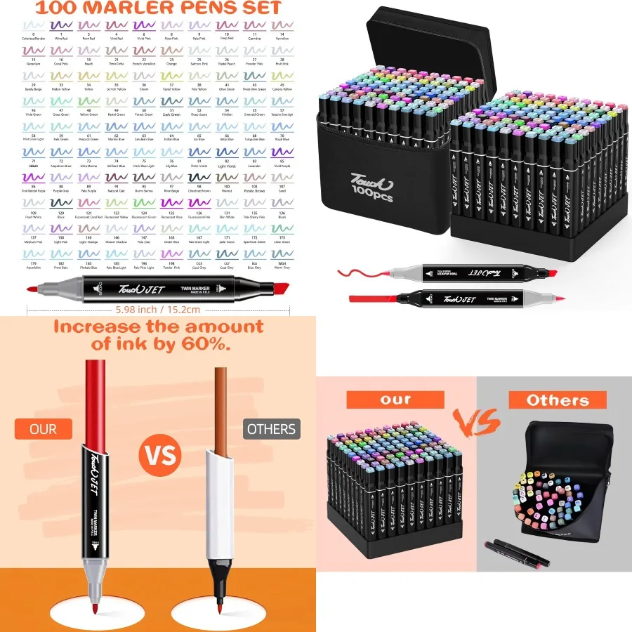 

Alcohol Markers 100 Colors Dual Tip Art Markers for Creative Drawing and Sketching Ideal for and Adults Coloring Perfect for Ar