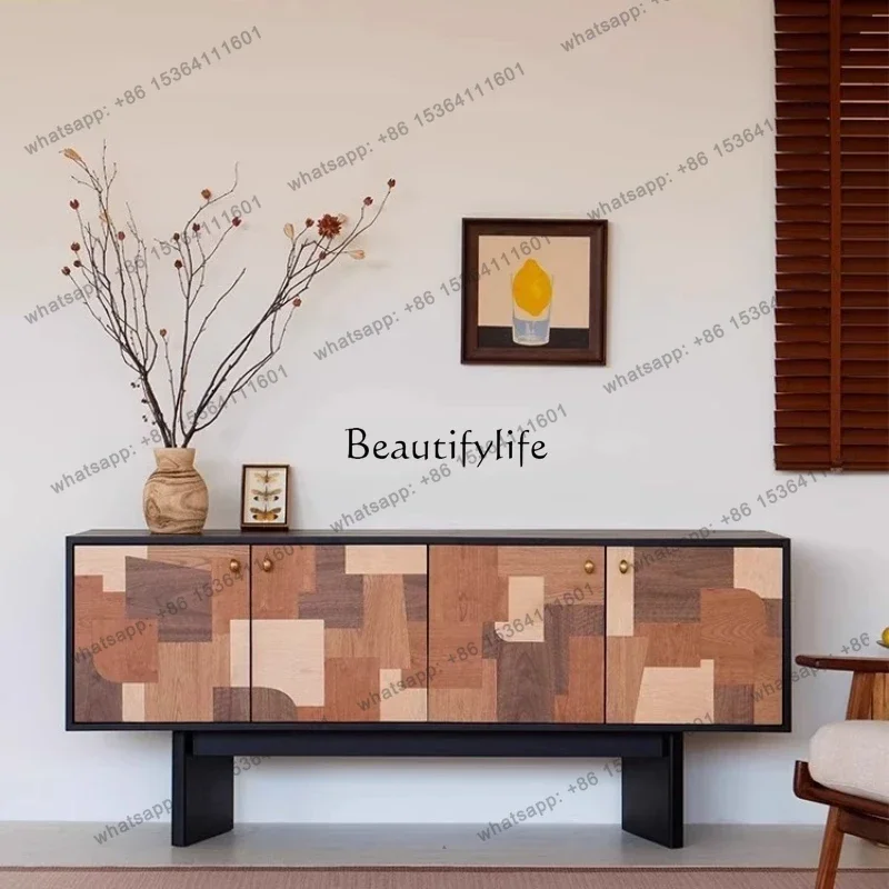 

56Тумба-сервант в средневековом стиле из массива дерева, ретро-дизайн, с бесшумным механизмом, декоративный шкаф для хранения, пристенный.