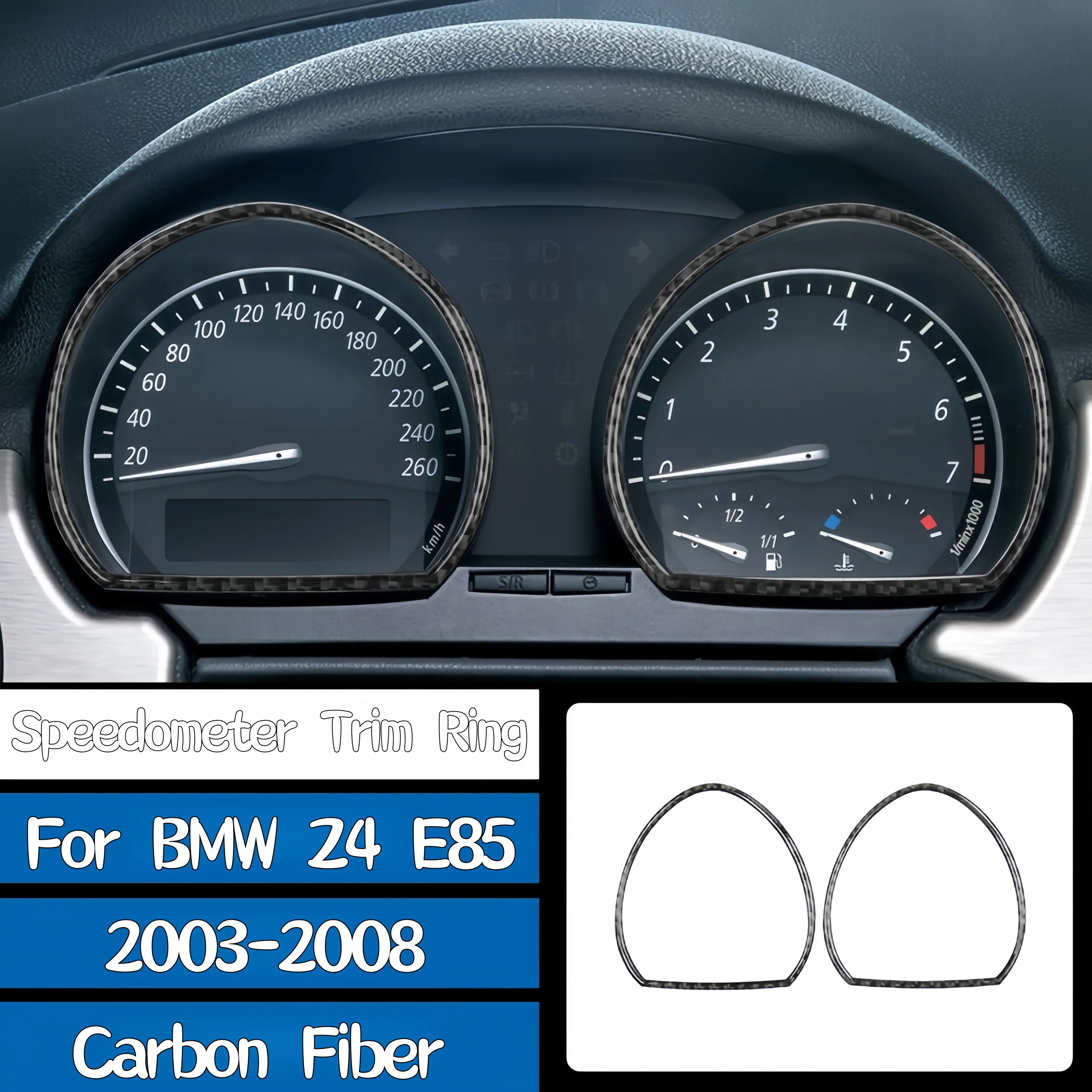 For BMW Z4 E85 2003-2008 Car Interior Accessories Carbon Fiber Auto Dashboard Speedometer Ring Decorative Cover Trim Stickers
