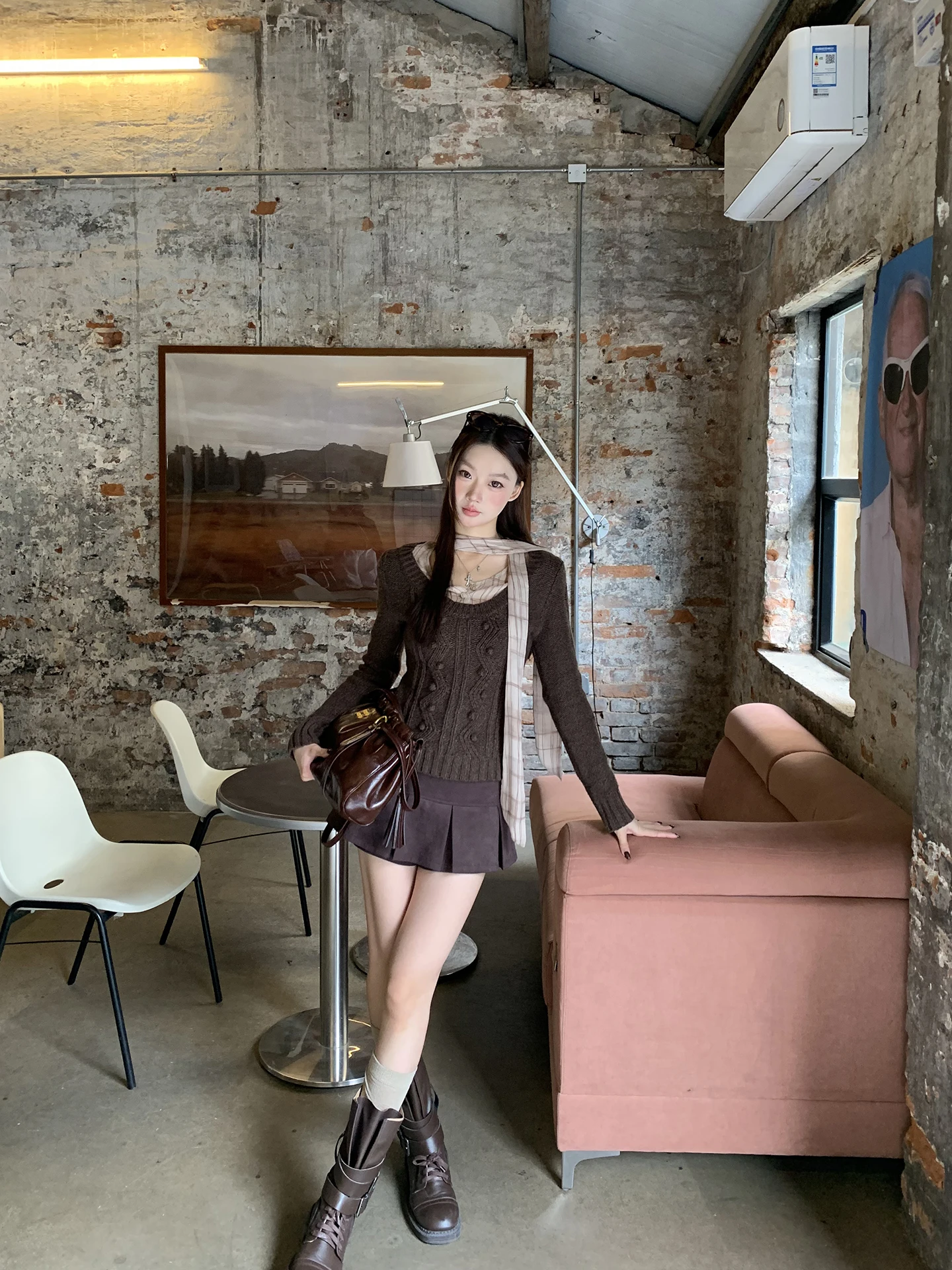 Maglione di lana da donna invernale Colore caffè Top lavorato a maglia Capispalla ible Tubo dritto Pendolarismo Sle Lungo Sve Vestibilità regolare