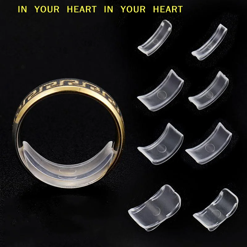 【X】8 Sizes Invisible Clear Ring Size Adjuster Resizer Loose Rings Reducer Ring Sizer Fit Any Rings Jewelry Tools