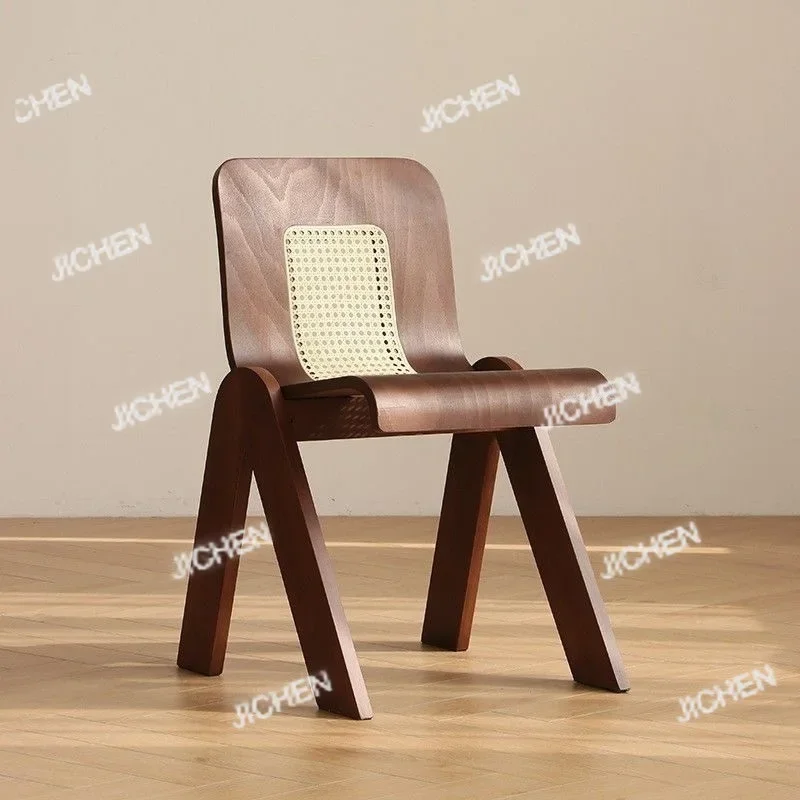 

Стул JC French в стиле легкой роскоши, средневековый, с деревянной спинкой, обеденный, из ротанга, для дома, креативный, для спальни, одноместный, ретро