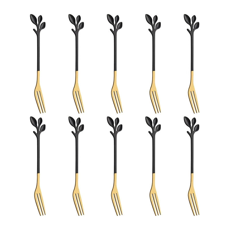 Aço inoxidável Folha Aperitivo Sobremesa, Lava-louças Safe, Black Gold, 10 Pcs
