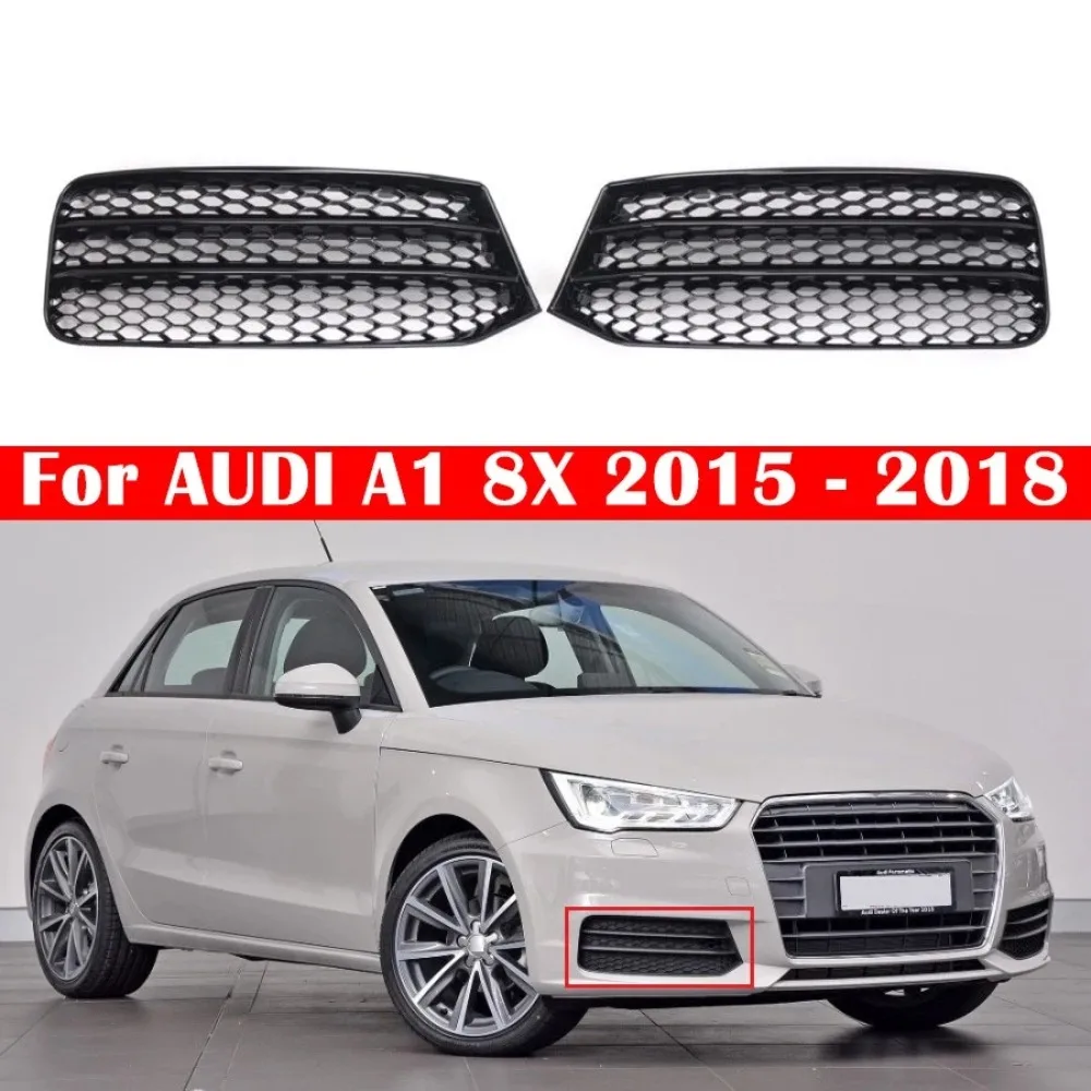 

8XA807681B 8XA807682B 2PCS Auto Front Bumper Fog Light Grille Honeycomb Hex Grill Cover Gloss Black For AUDI A1 8X 2014-2018