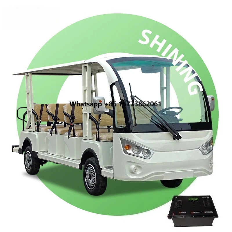 CE Certified 72V/7.5Kw AC Motor Electric Sightseeing Shuttle Bus Lead Acid/Lithium Battery 25-40km/h Max Speed 14 Seater Outdoor