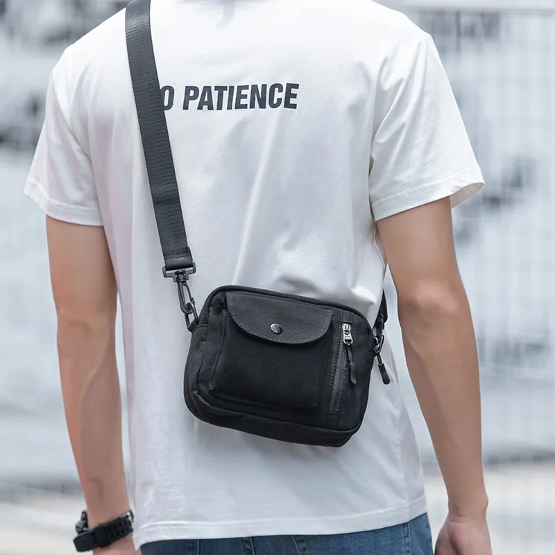 New Mini Small Crossbody Bags Ins Shoulder Bags Black Canvas Color Messenger Light Minimalism Fashion Style Multifunction Brief