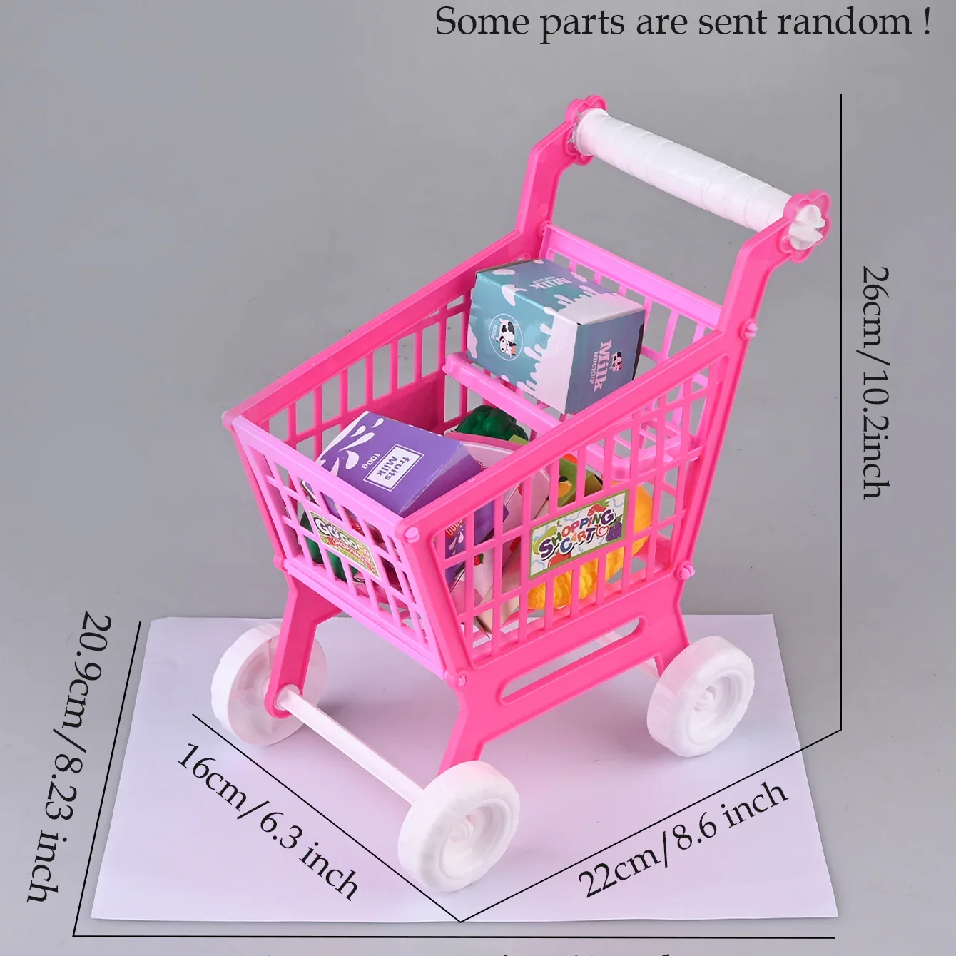 Shopping Cart Toys Fruit Vegetables Trolley for Groceries Supermarket Playset Play Food Role Kitchen Store for 3+ Kids