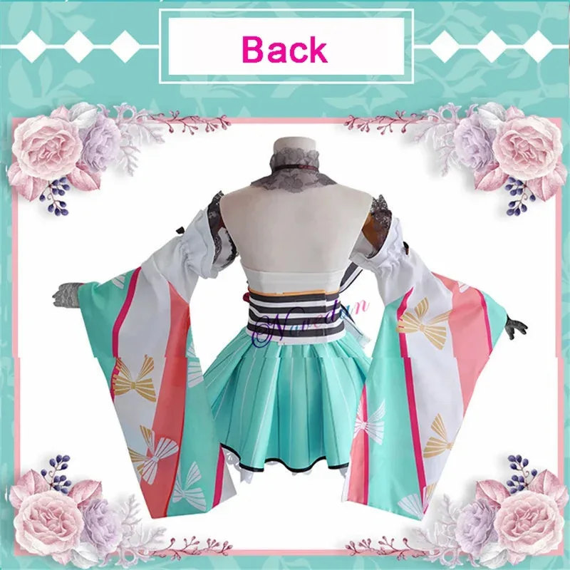 39 Cultura Mundo Miku Vestido tipo kimono Mujer Niña Uniforme Traje Anime Fiesta de Halloween Cosplay Disfraz Wigc;8,k'5;h.