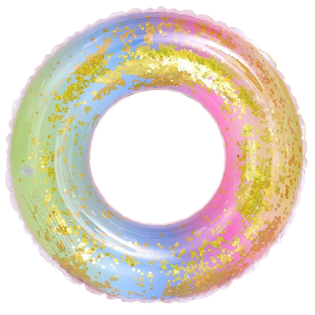 Rainbow Swimming Ring For Kids 5-9 Years Old Gradient Color Pvc Float Ring Semitransparent Pool Summer Party Supply Inflatable