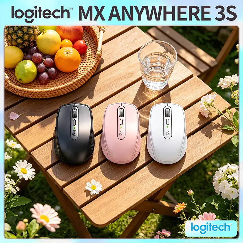 High-Performance Logitech MX Anywhere 3S Mouse - 8000 DPI, Hyper-Scroll, Silent Click, USB-C Charging for Office Work