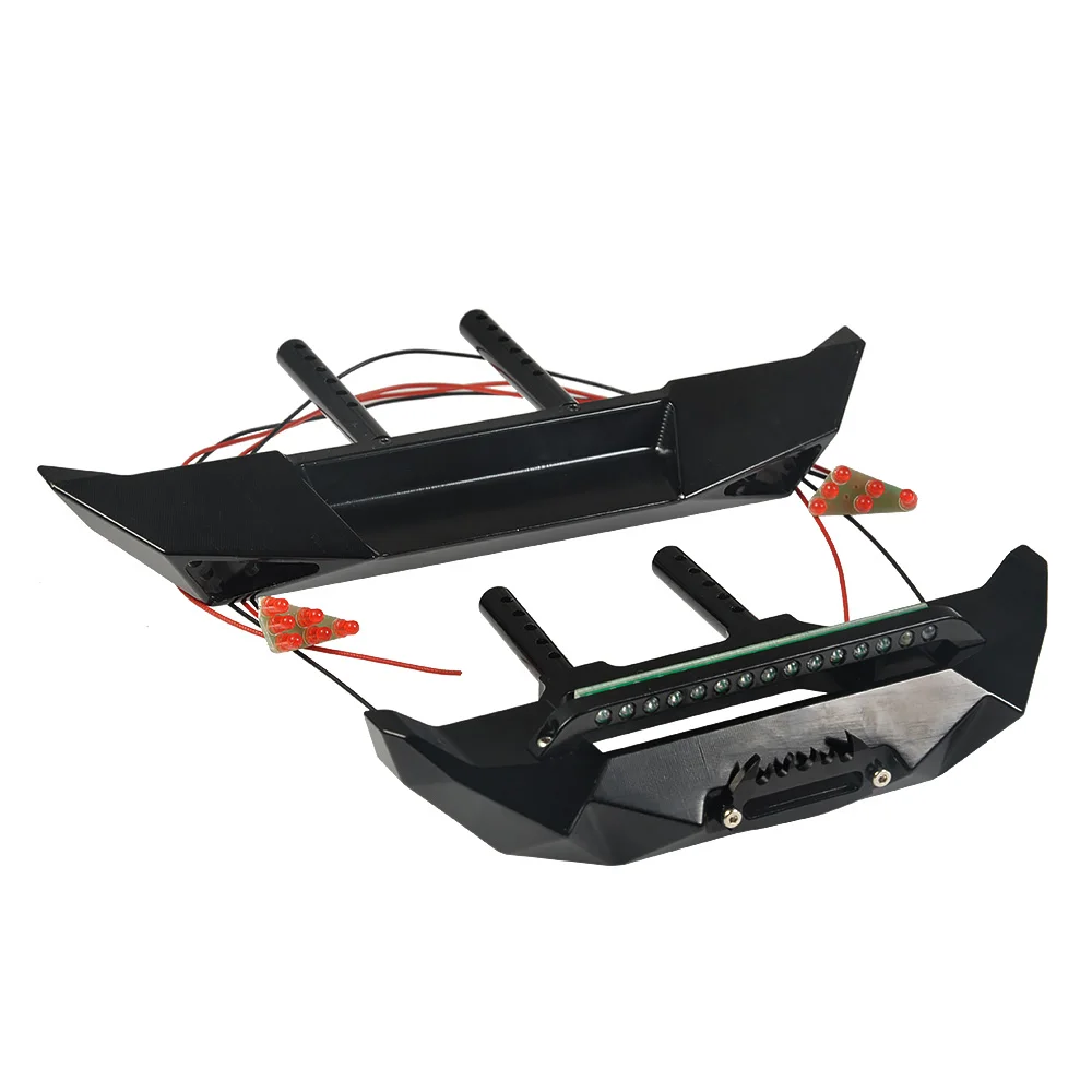 AXSPEED RC Car Front Rear Bumper with Lights for 1/10 RC Crawler TRX4 Axial SCX10 & SCX10 II 90046 D90 Upgrade Parts