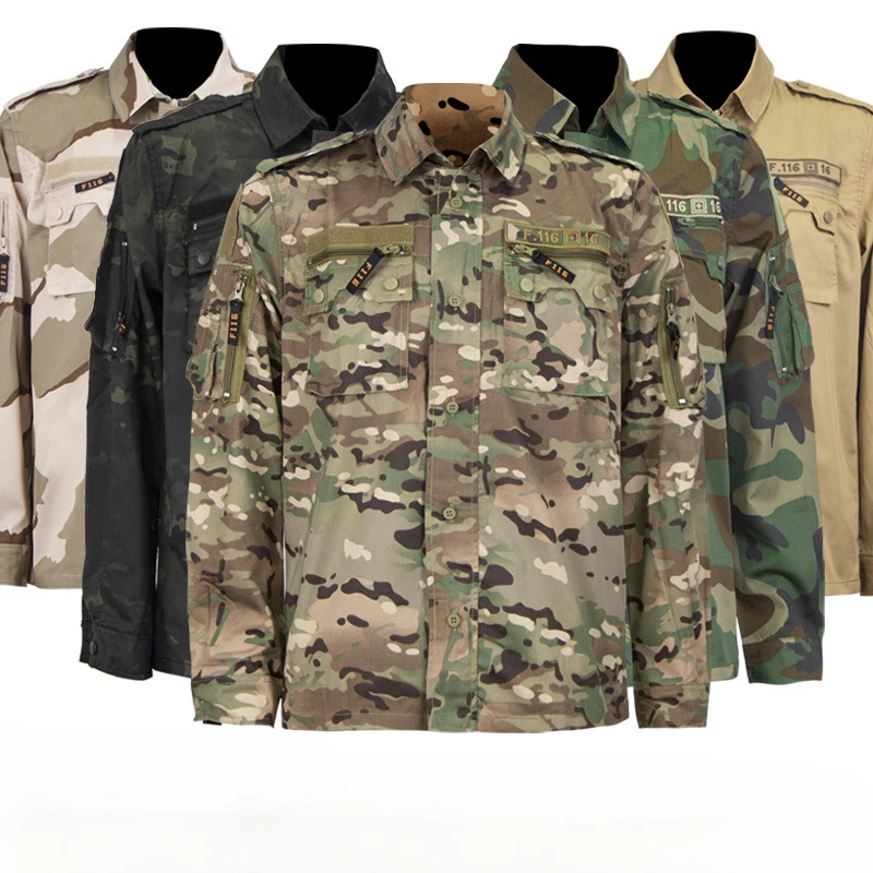 

Tactical Long Sleeve Shirts Tops Suit Camouflage Uniform Training Uniform Outdoor Breathable F116 Wearable Shirt CP