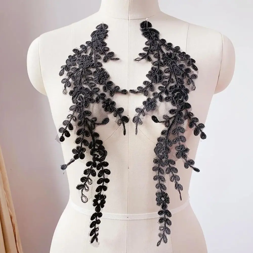 Mesh Embroidery Lace Trim Branch Flower Pattern Cotton Thread DIY Craft Lace Multi Colors Cord Bone Texture Floral Ribbon