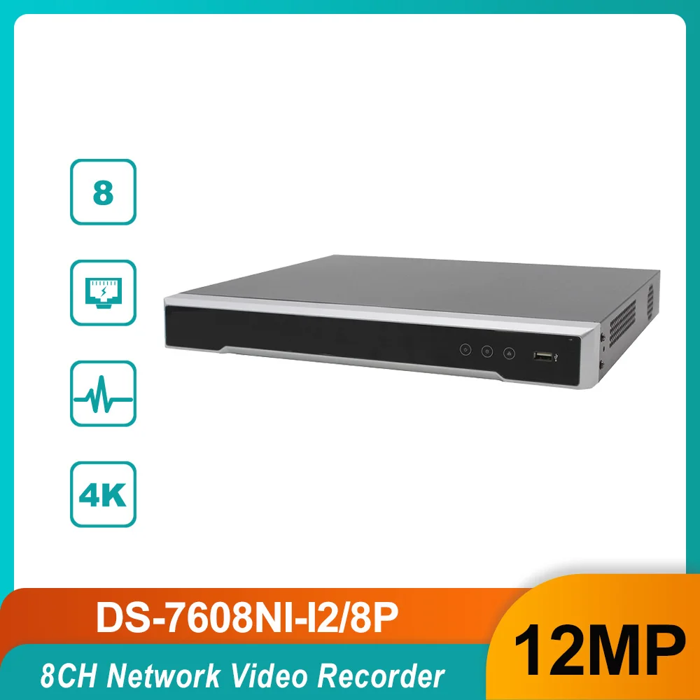 

8CH 4K Plug&Play With 8 POE Ports 2 SATA Network Video Recoder NVR DS-7608NI-I2/8P Up To 12MP Resolution H.265