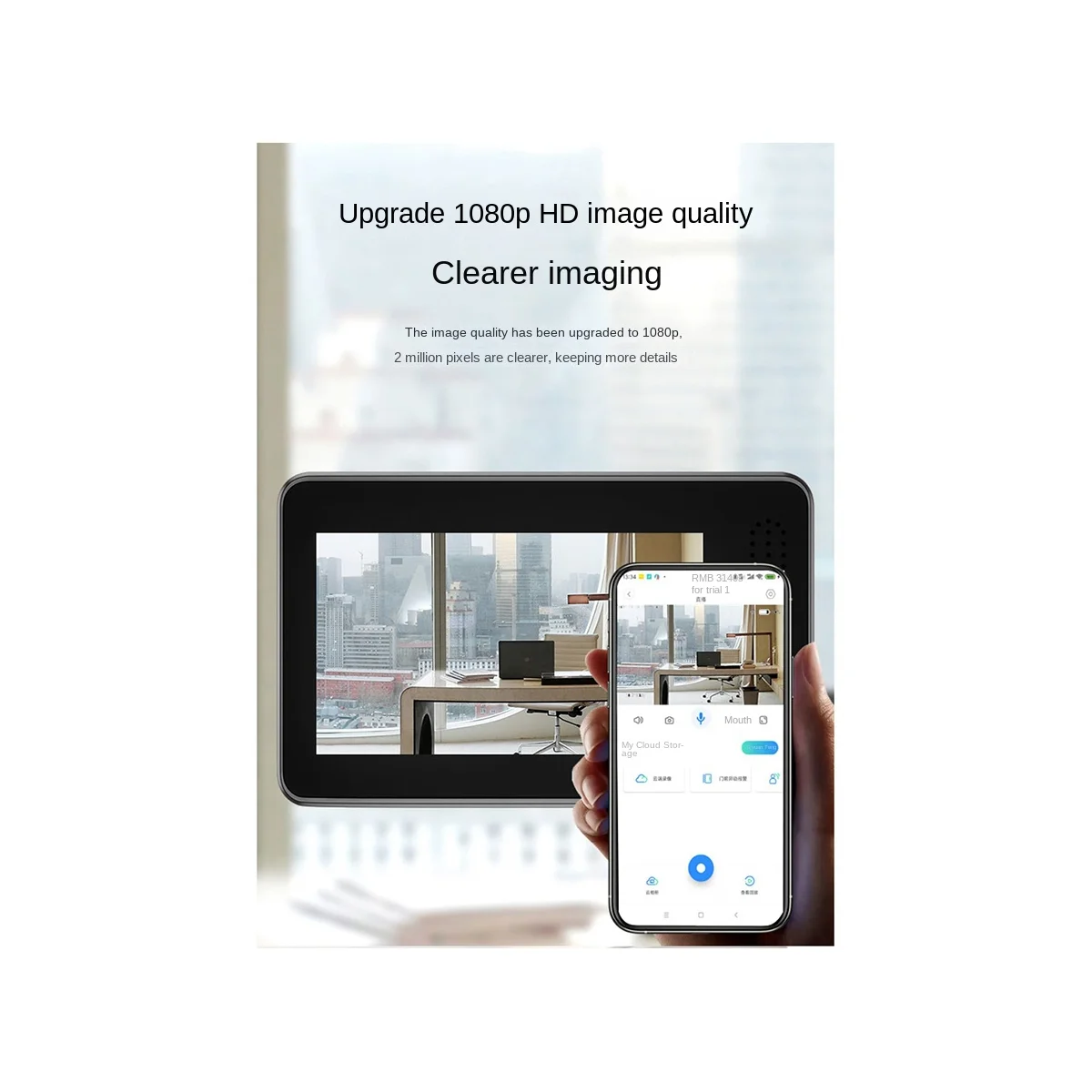 Tuya กริ่งประตูอัจฉริยะ1080P, อุปกรณ์ดูกล้องความปลอดภัยในบ้านสัญญาณเสียงสองทาง4.3In การมองเห็นได้ในเวลากลางคืนวิดีโอ FHD