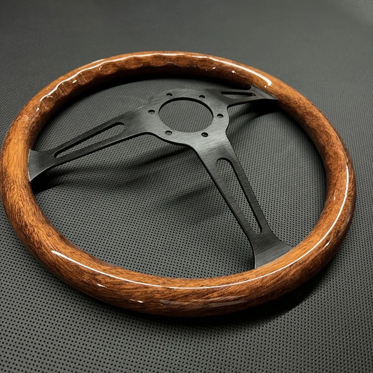 ABS 380mm Classic Imitation Solid Wood Steering Wheel Advanced Sense Wood Grain Hole Bracket