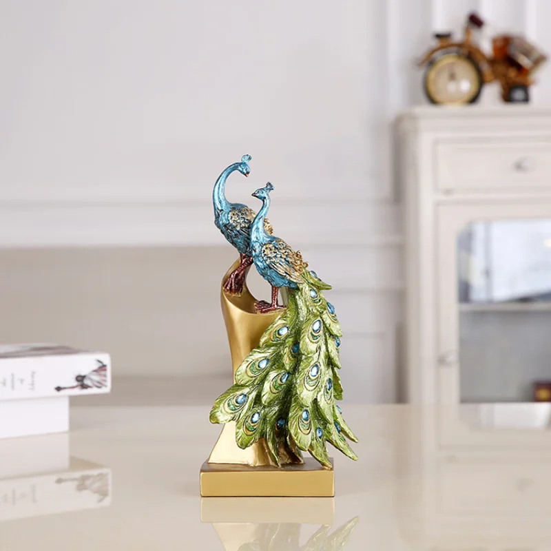 

28cm Resin Peacock Decor Statue Sculpture Bookshelf Decor Accents Modern Decorative Desktop Figurine Accessories Gift