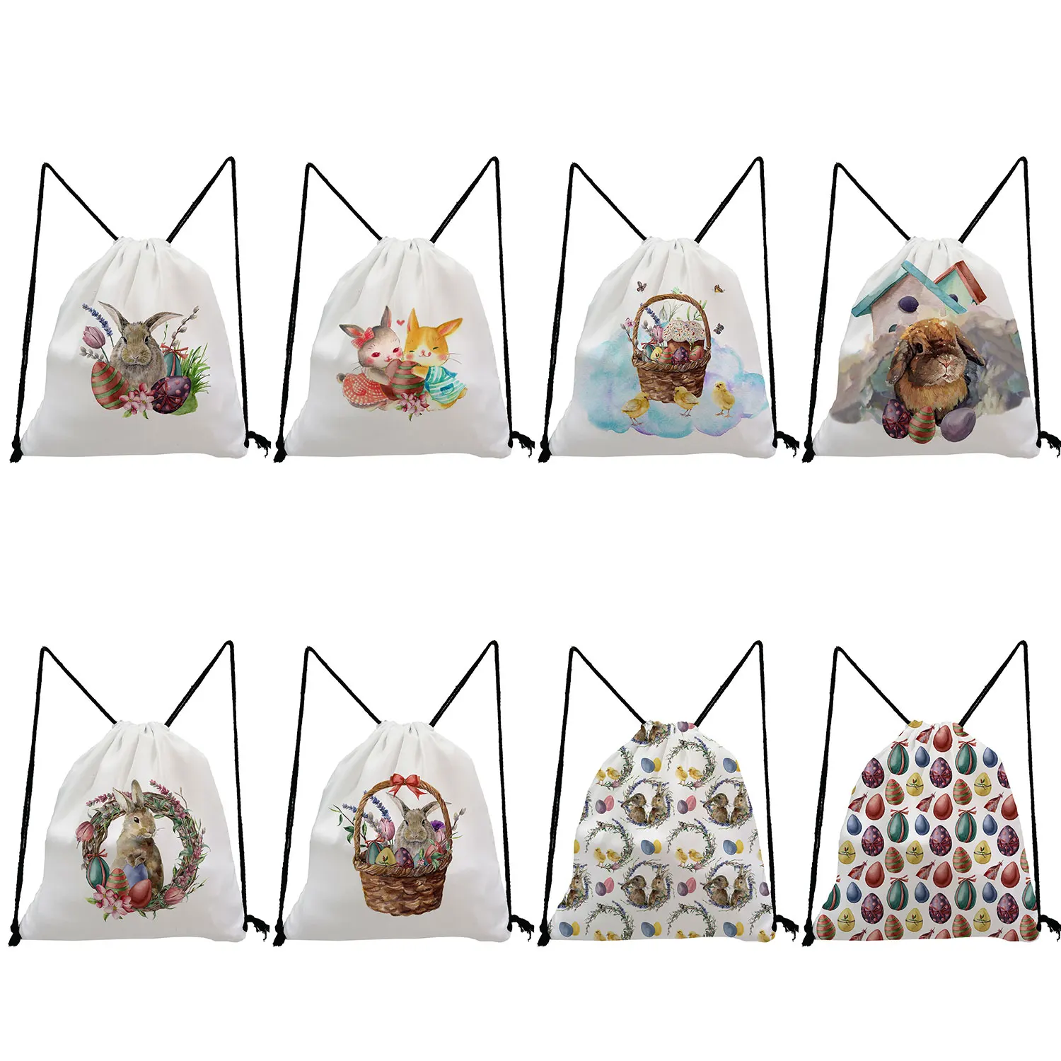 For Women Cartoon Rabbit Backpack Creativity Print Outdoor Travel Drawstring Bags Teenage Girls Bookbag Storage Bag Eco Reusable