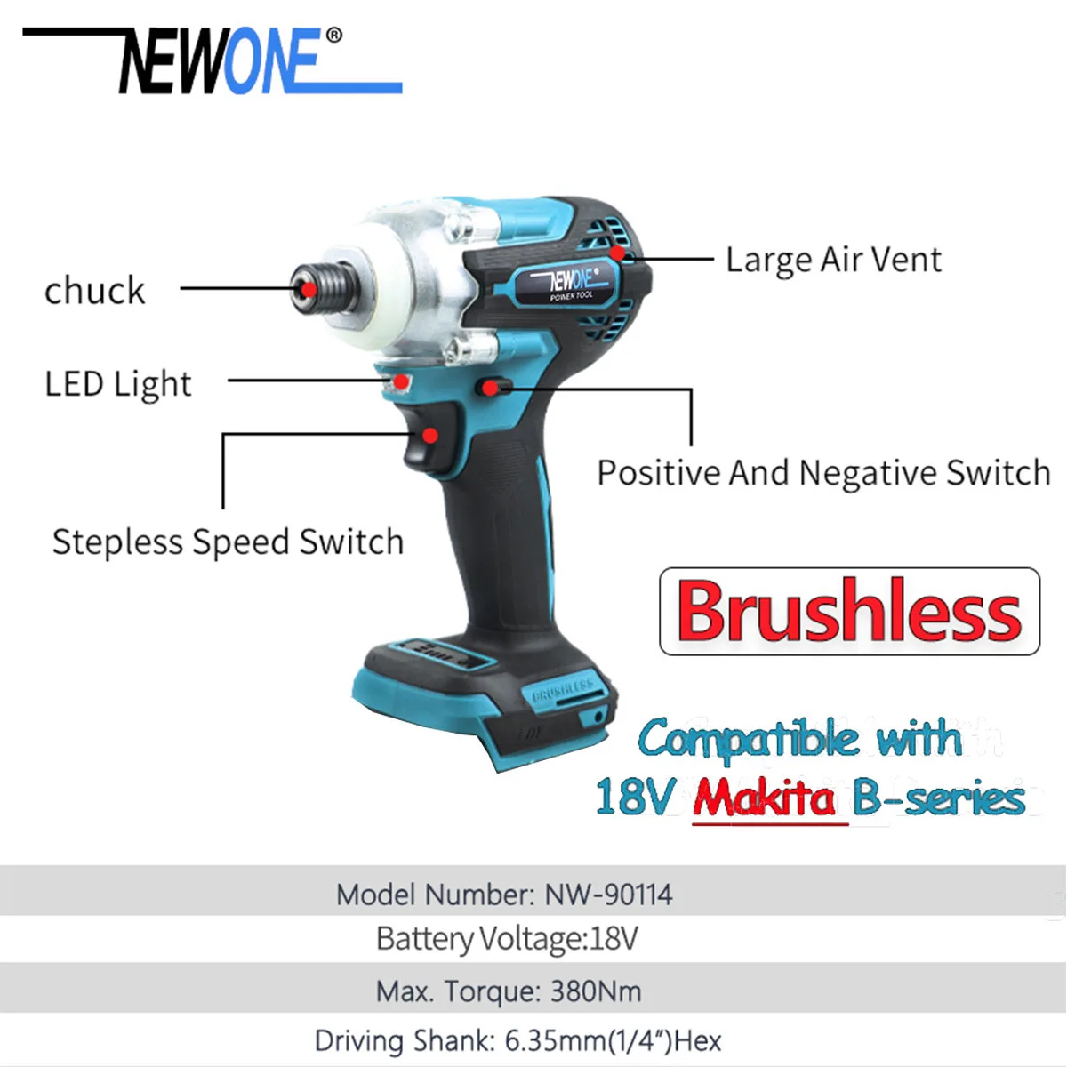 NEWONE 20V Cordless Electric Saw/Trimmer/Grinder/Polisher Tool/Electric Screwdriver/Oscillating Tool Compatible 18V Makita