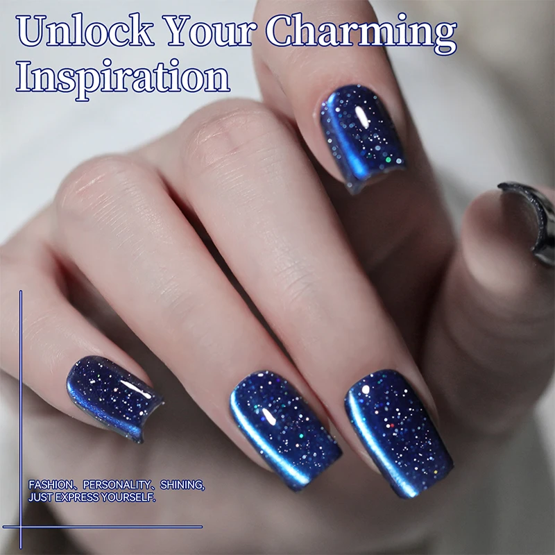 

BORN PRETTY Blue Reflective Cat Magnetic Gel Polish 10ml Sparking Glitter Semi-Permanent Varnish Nail Art Design Soak Off UV