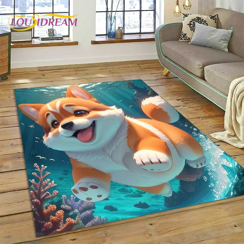 Cute Dog Samoye,Chihuahua,Husky,Koki Cartoon Carpet Rug for Bedroom Living Room Home Sofa Decoration,Child Large Decor Floor Mat