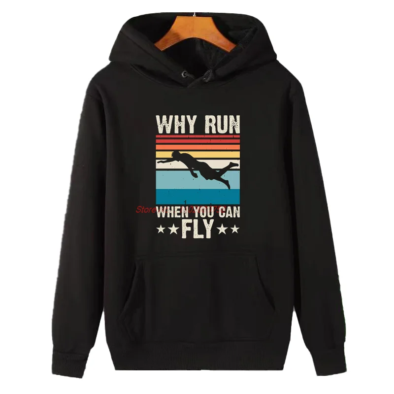 Swimmer Sport Vintage Swimming Graphic Hooded Sweatshirts Winter Hoodie Thick Sweater Fleece Hoodie Men's Winter Clothes