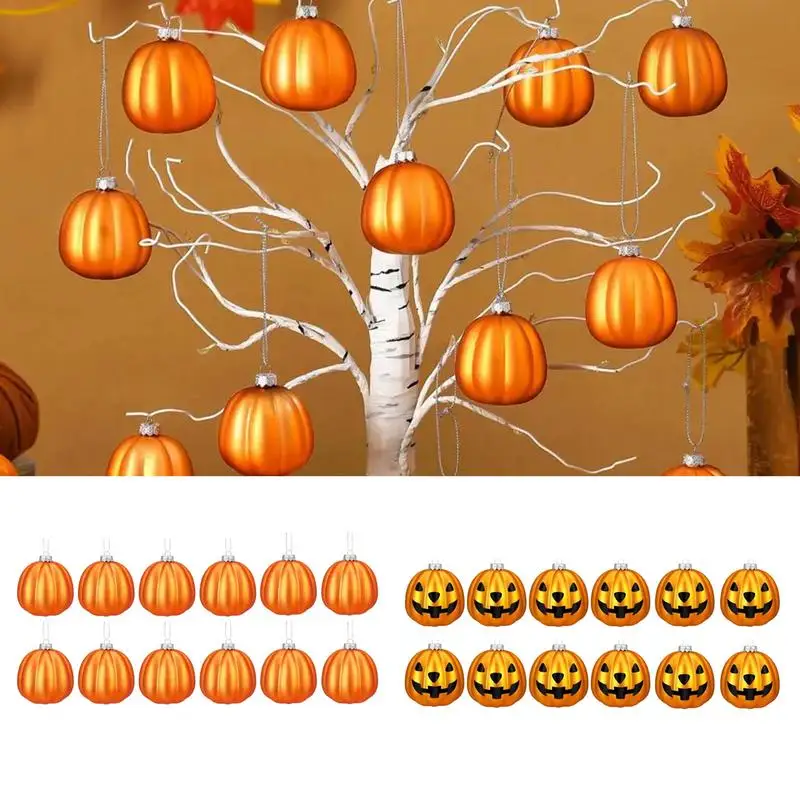 Halloween Pumpkin Ornaments Thanksgiving Hangable Ornaments Set Of 12 Fall Tree Ornaments Hangable Tree Pendant Ornaments For