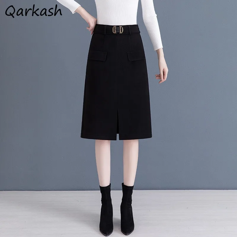 

Черно-коричневые юбки женские винтажные с искусственными карманами в корейском стиле уличная одежда универсальная женская одежда свободный модный дизайн Harajuku