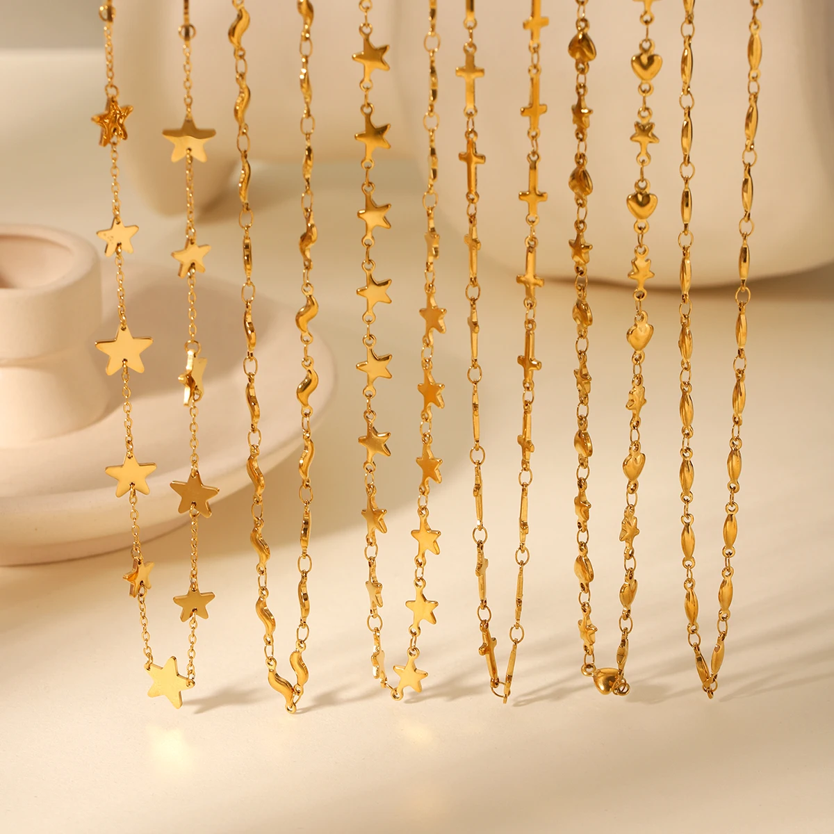 

Fashion Ladies Boutique Stainless Steel Necklace Imitation Water Tassel Necklace Girl Creative Clavicle Chain Waterproof Jewelry