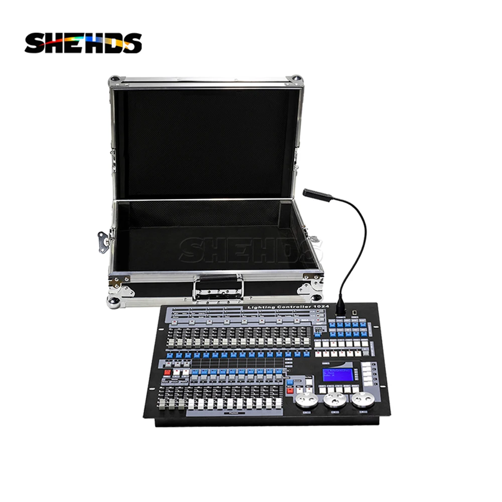 SHEHDS DJ Controller 1024 Console With Flight Case DMX 512 For LED Moving Head Lights Disco Stage Light Effect Professional