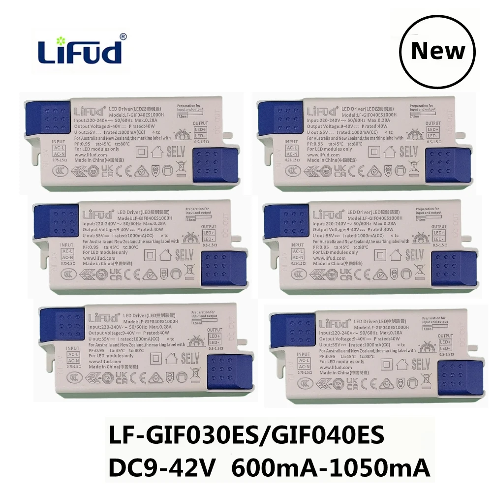 220V Lifud LED Driver DC9-42V 25W-40W LF-GIFxxxES 600mA 700mA 750mA 800mA 850mA 900mA 950mA 1000mA 1050mA หลอดไฟ