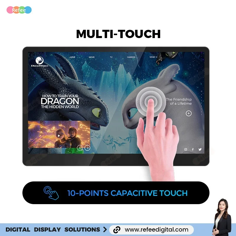 10 inch digital signage android wall mount touch screen network ad player