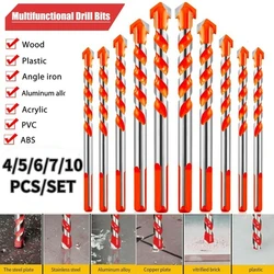 Juego de brocas para mampostería, herramientas de perforación para azulejos de vidrio, hormigón, Metal, etc., 6/7/10 Uds. Herramienta de juego de brocas centrales de 3/4/5/6/8/10/12 mm