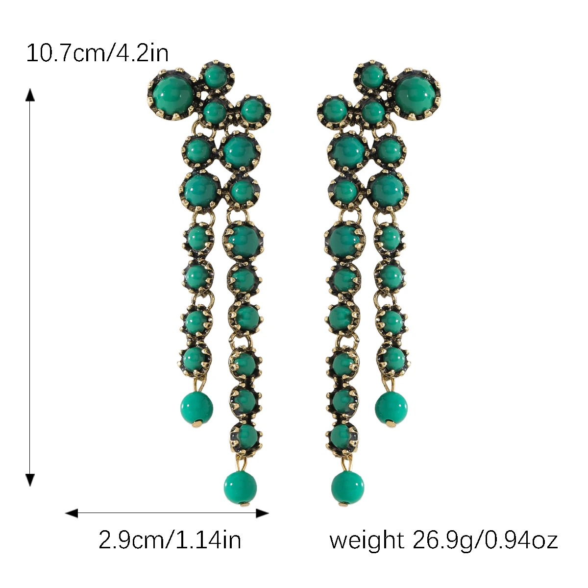 ZAA Resin Stone Earrings Vintage Geometric Pendant Drop Earrings Elegant Textured Drop Earring For Women Banquet Party Accessory