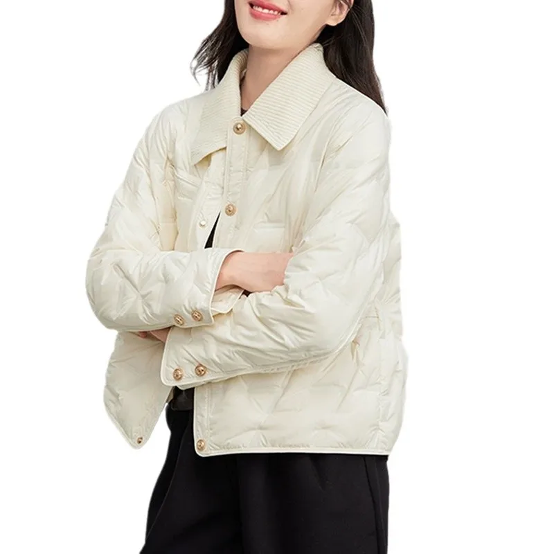 Abbigliamento da donna Autunno Inverno Top Giacca Piumino Anatra Corto Sottile Caldo Addensare Personalizzato Confortevole Morbido Nicchia Versatile