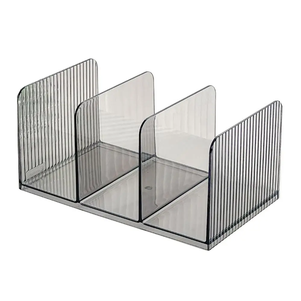 

Durable Three-Compartment Transparent Bookends Reusable Stackable Documents Stand Waterproof Non-Slip Desktop Bookshelf Home