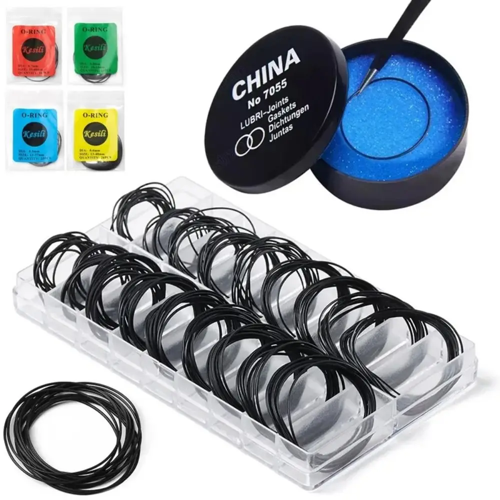 200Pcs/Set Repair Tools Rubber O-Ring Thickness 0.5mm/0.6mm Boxed Watch Back Case Rubber Waterproof for Watchmaker O-Ring Gasket