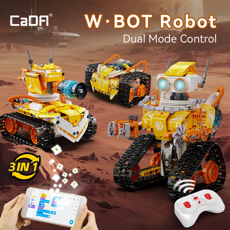 

455 шт. Cada светодиод 3 в 1 W BOT Code робот деформационный робот гоночный автомобиль строительные блоки танк с дистанционным управлением кирпичи игрушки подарки для детей