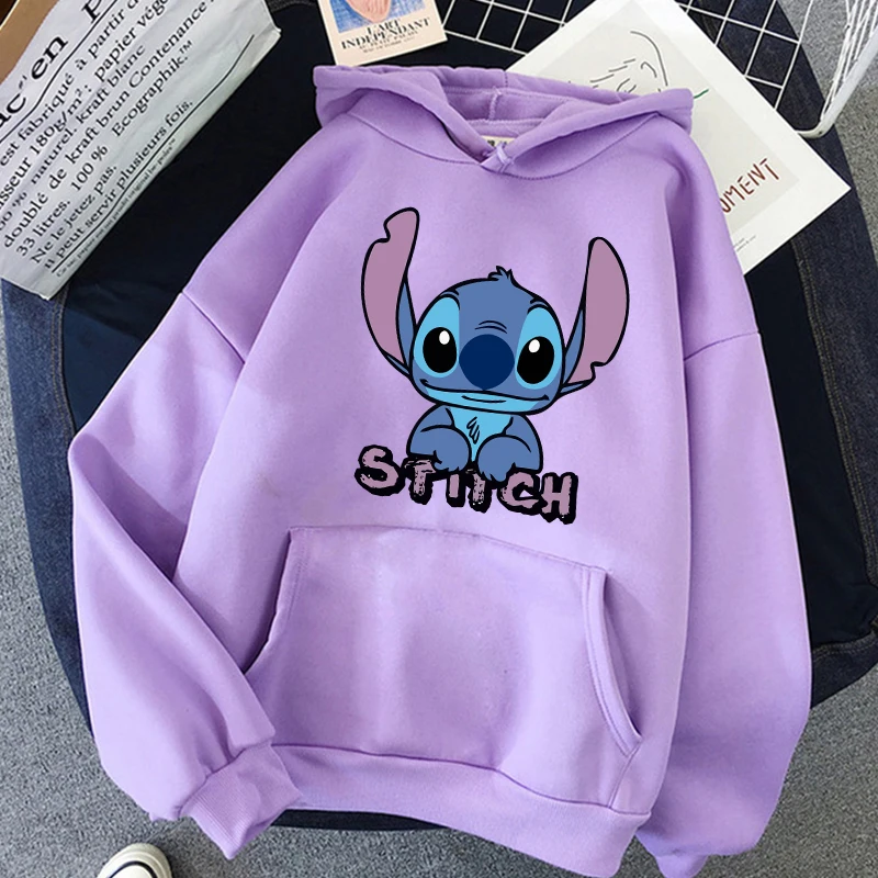 2024 Disney Stitch Hoodies Women Autumn Winter Harajuku Cute Anime Sweatshirt Manga Streetwear Hoody Female Unisex Sweatshirts