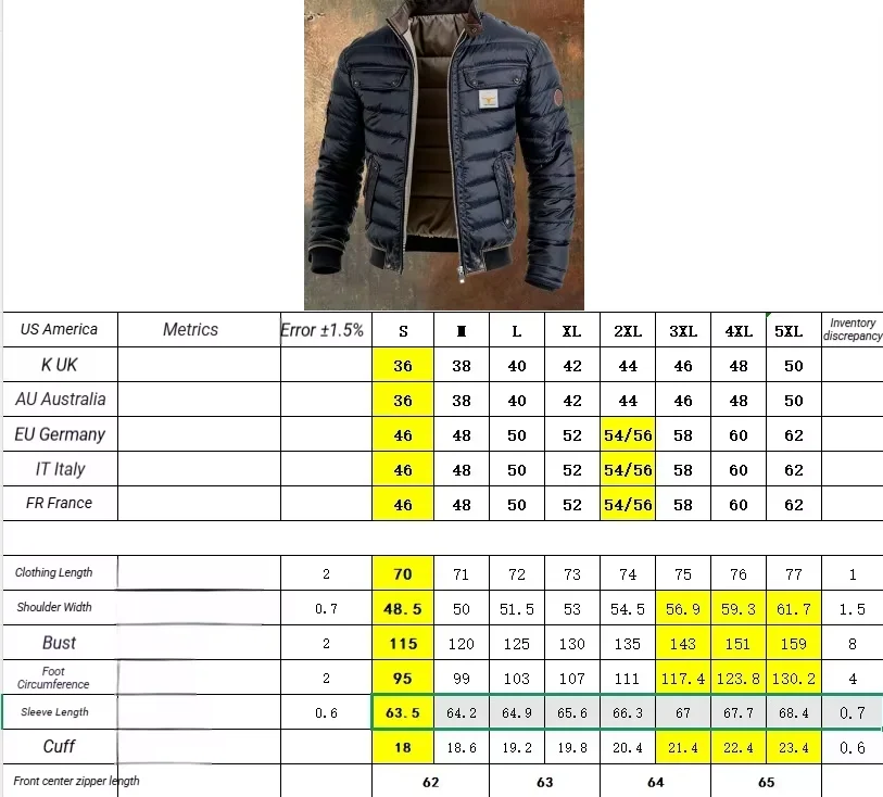 Winter Warm Men's Quilted Padded Jacket Vintage Contrast Trim Multi Pocket Stand Collar Casual Outerwear Coat