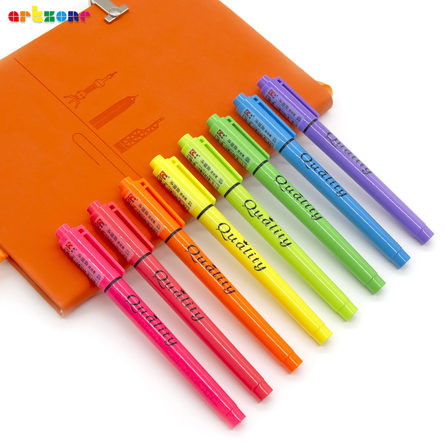 8 Colors Fluorescent Highlighter Pens Non Toxic No Smear Ink Colored Marker Pen Set for Office School Supplies