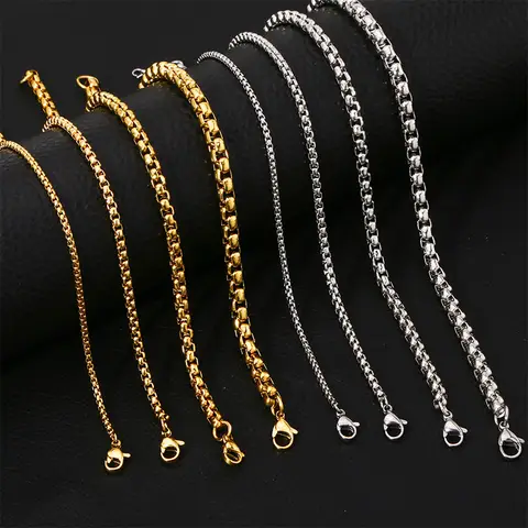 Pulsera de acero inoxidable 316L de 2/3/4/5MM para hombre y mujer, brazalete de cadena cuadrada de color dorado, joyería impermeable que nunca se desvanece