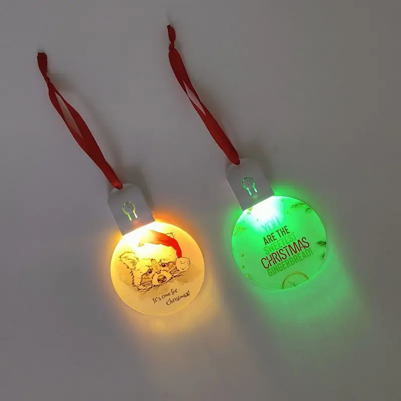 Free Shipping 30pcs/lot  Sublimation Blank Acrylic Christmas Ornaments With Red Rope For Christmas Decoration