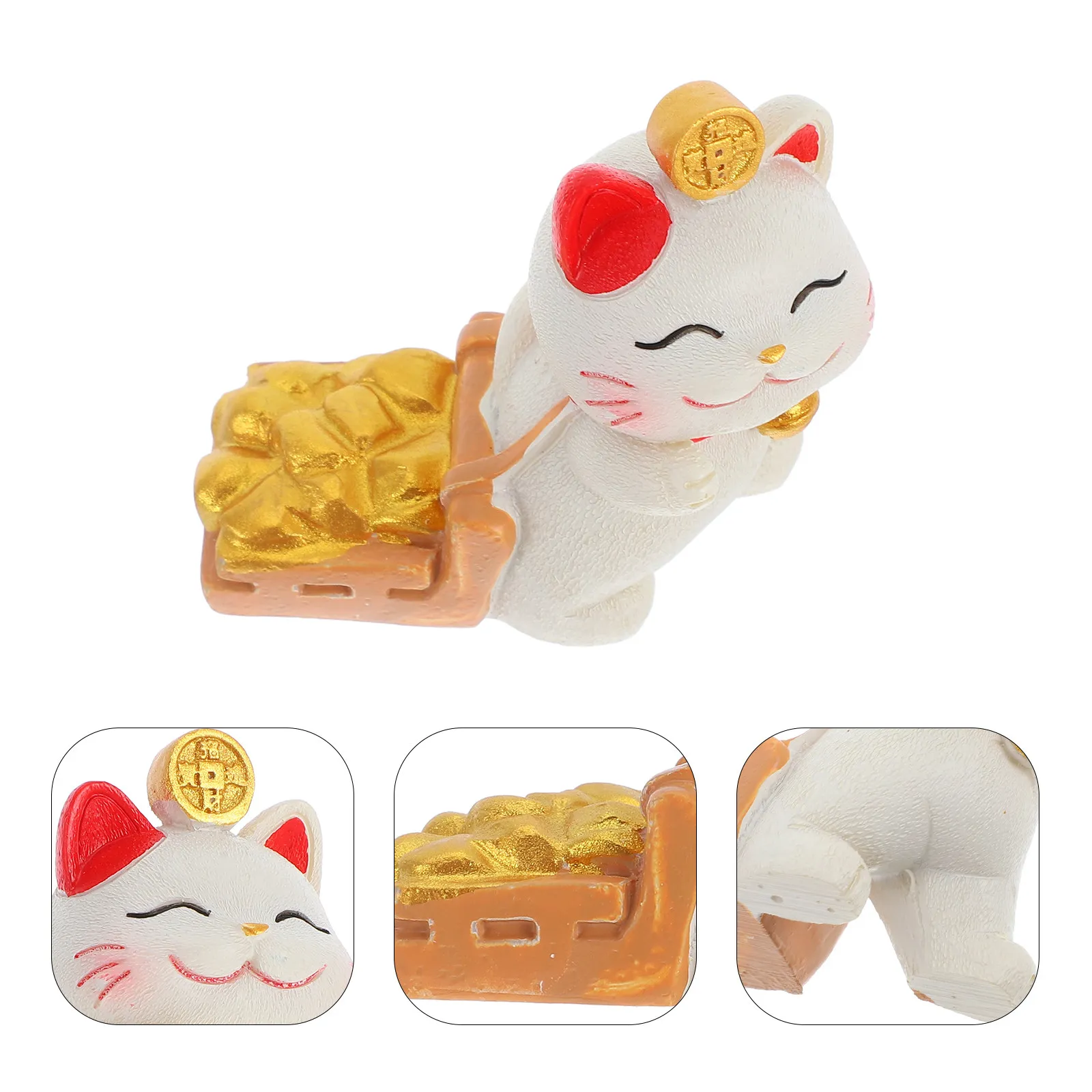 Gato de la Suerte, Adorno de Escritorio Estilo Chino, Mini Estatua de Buena Suerte, Decoración para el Hogar, Soporte de Escritorio con Significado Positivo
