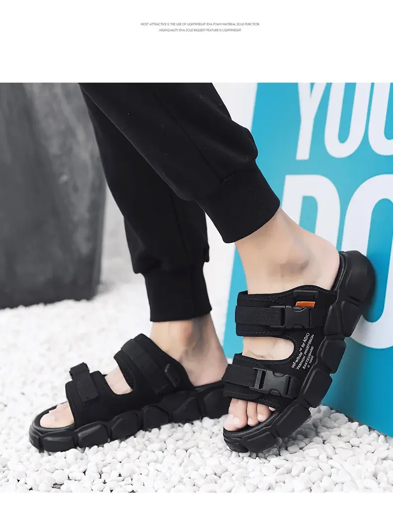 Summer New Men's Mesh Casual Sports Sandals Soft Bottom Non Slip Anti Odor Dual Purpose Outdoor Beach Sandals Slippers