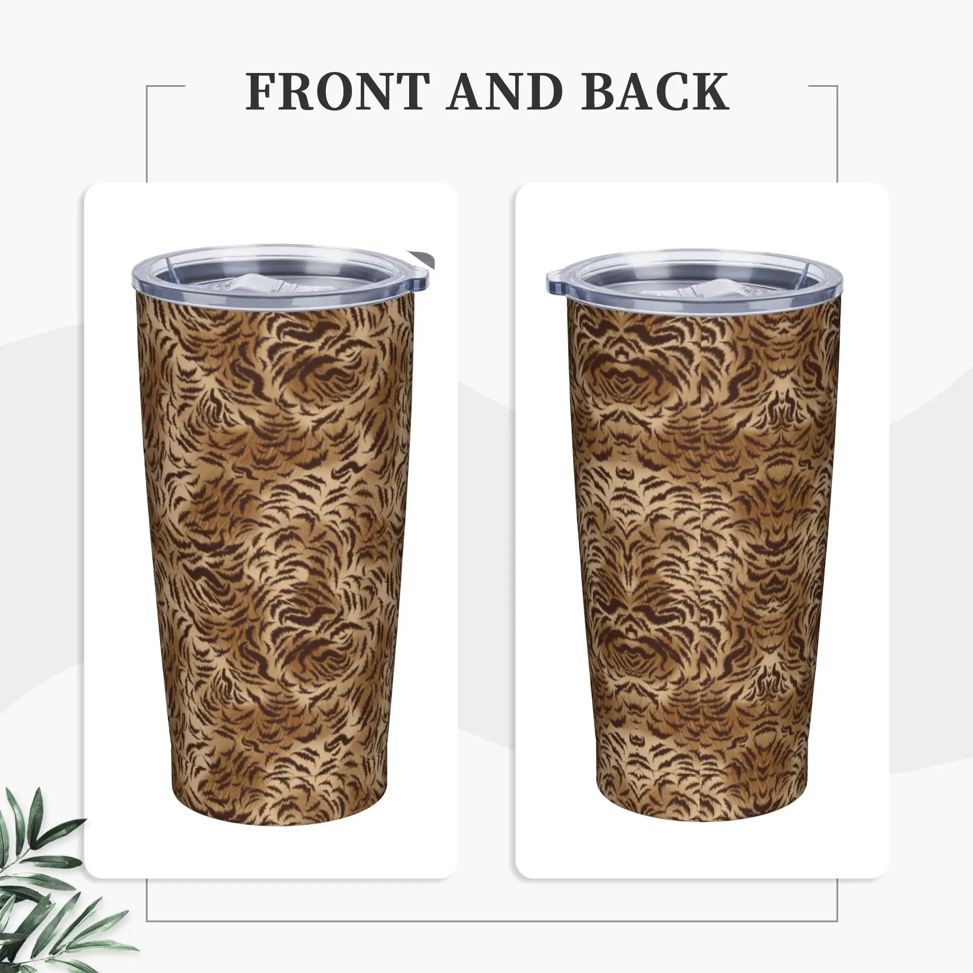 Leopard skin Texture Tumbler Vacuum Insulated Tiger Animals Skin Thermal Cup Vacuum Flask Smoothie Tea Mug Spill Proof, 20oz