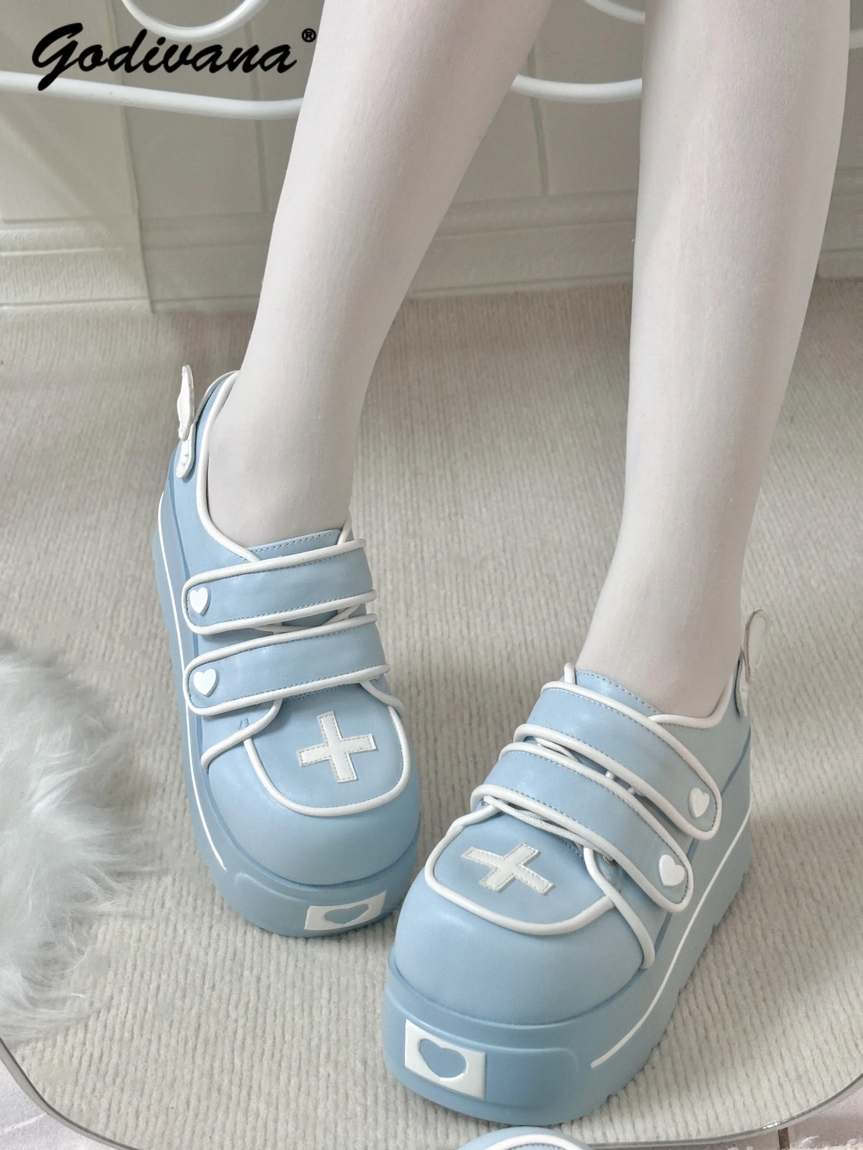 Original Japanese Medical Muffin Shoes Girl Female Y2K Subcultural Platform Shoes Sweet Cool Thick Bottom Chunky Heel Shoes