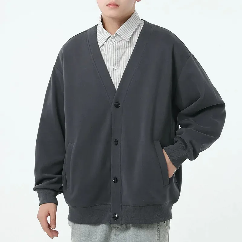 

Loose Fit Men's Open Cardigan Knitwear Trendy Sleeveless Hoodie Casual Outerwear Autumn Spring Fashionable Jacket for Men