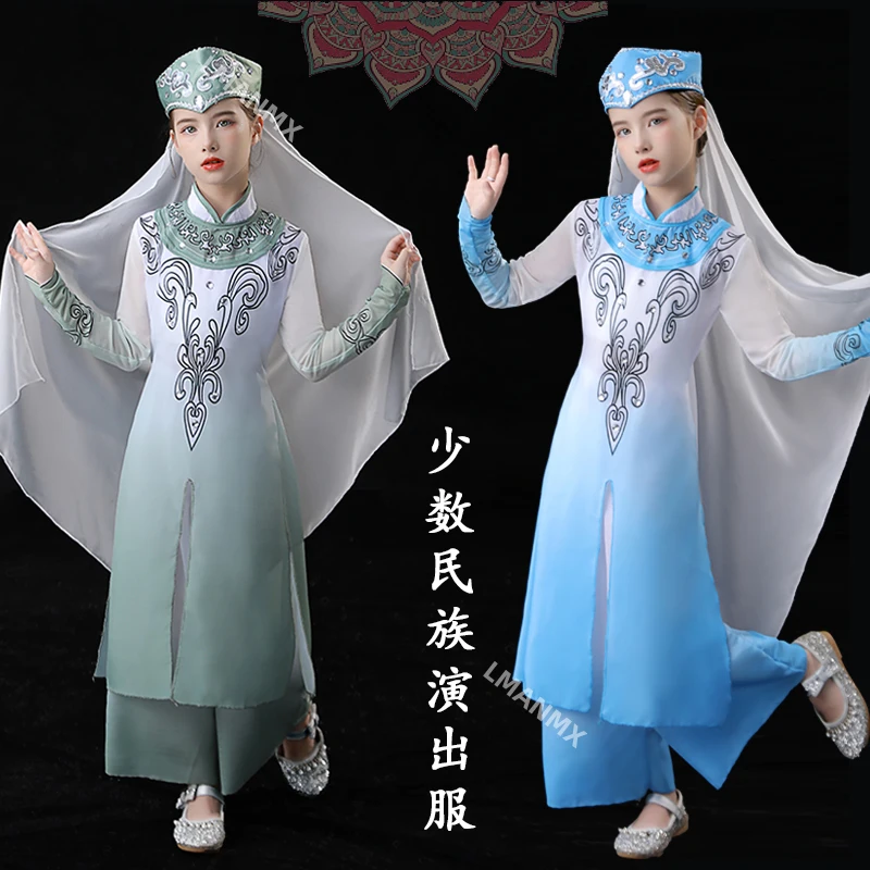 새로운 어린이 후이족 민족 의상, 신장 댄스 의상, 위구르 공연 의상