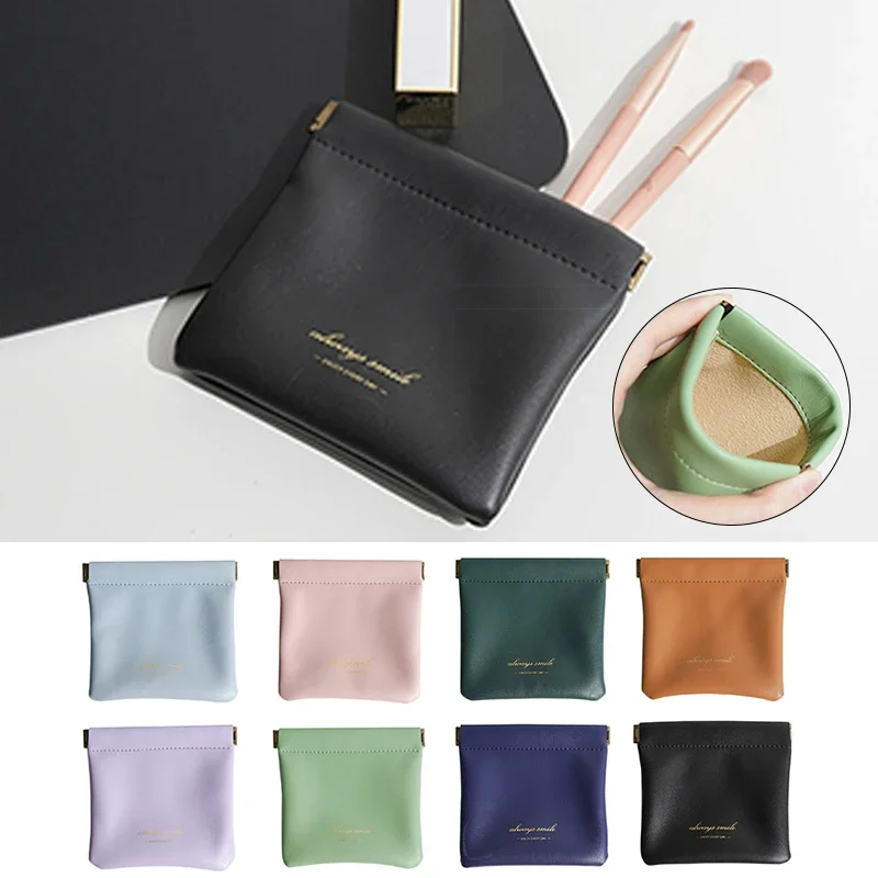 Women Lipstick Pouch Automatic Closing Earphone Storage Bag Coins Ladies Cosmetic Bag Portable Cable Sealing Mini Organizer Bag